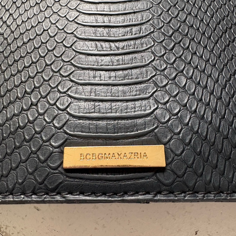BCBGMAXAZRIA Black Clutch with Gold Accents. One stone missing on the front - Picture 7 of 7
